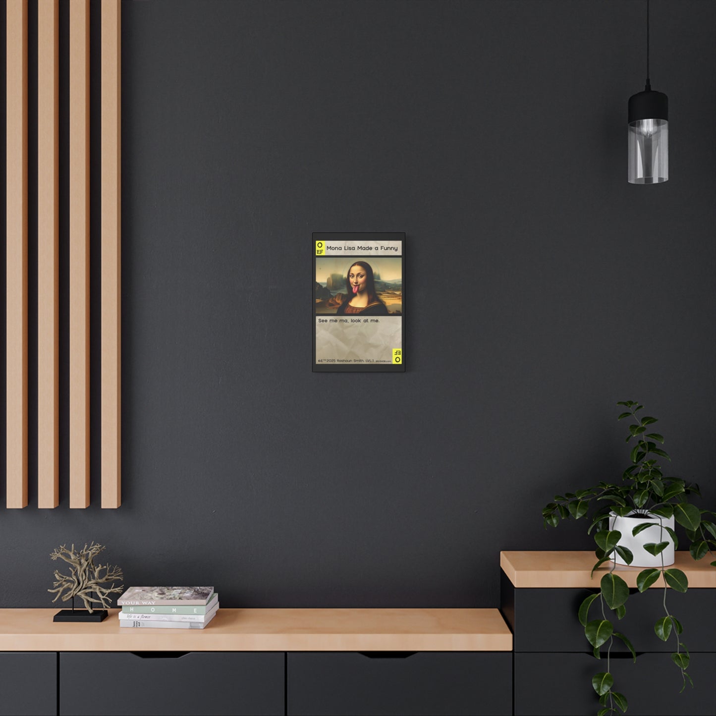 BRUSHOBi Systems Humorous Wall Art Painting Card Canvas - "Mona Lisa Made a Funny - See Me Ma, Look At Me."