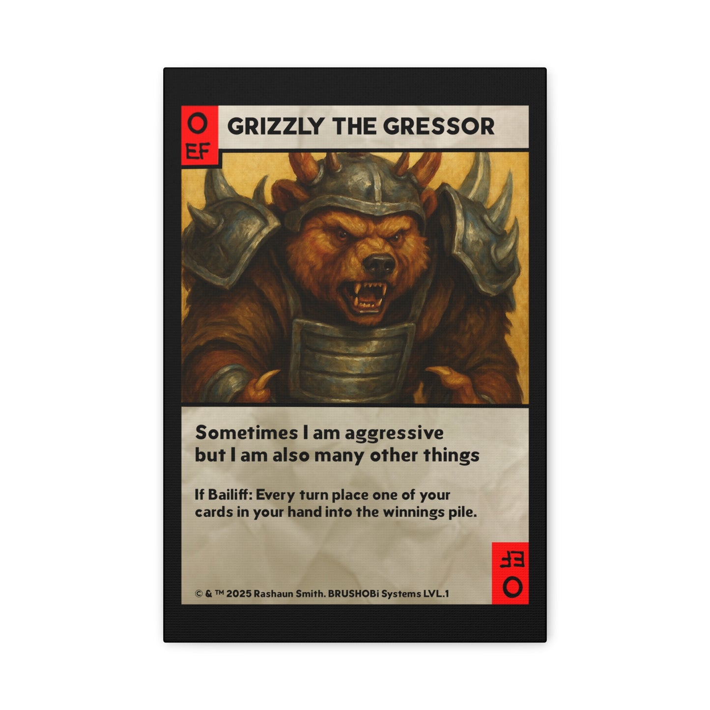 BRUSHOBi Systems Painting Card Canvas - "0 EffectForce Attack: Grizzly The Gressor" Feral